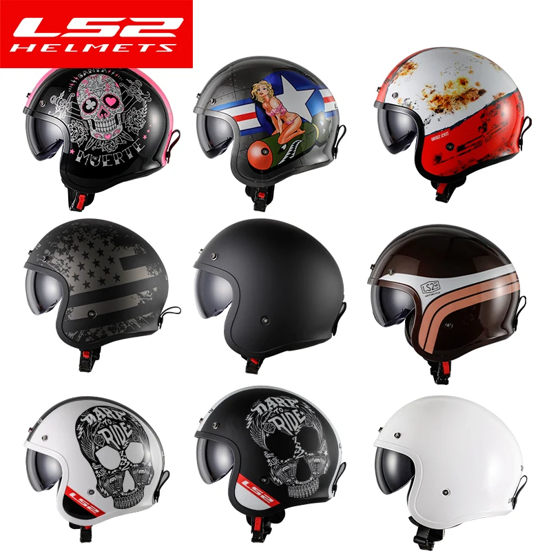 LS2 OF599 Spitfire с открытым лицом винтажный шлем moto rcycle половина 3/4 casco ECE утвержденный
