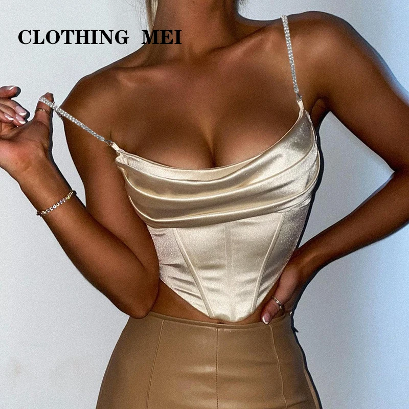 

Однотонный эластичный Атласный топ на бретельках, сексуальный укороченный топ с открытой спиной, женский короткий топ, женский летний топ н...