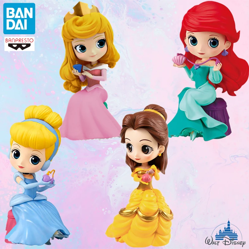 

Bandai Q posket Disney Принцесса Фигурка Ариэль Белль Аврора Золушка коллекция кукол ПВХ Аниме Фигурка Девочки Рождественский подарок