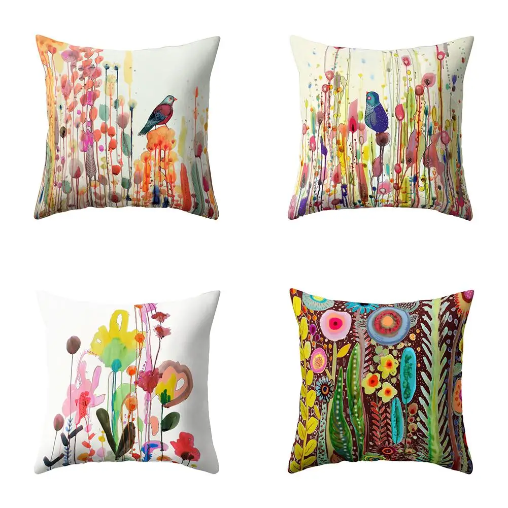 

18Inch Bird Flower Pillow Case Bed Sofa Living Room Decor Throw Cushion Cover