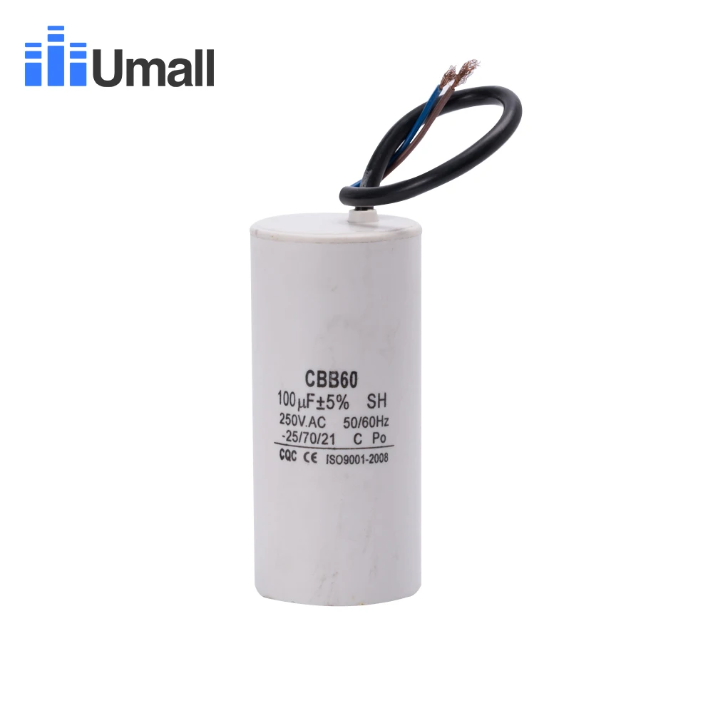 

CBB60 250V 100uf running motor start capacitor for electric washing machine air conditioners two wires