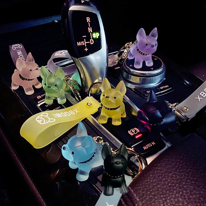 Модный брелок в стиле панк с французским бульдогом брелки из искусственной кожи