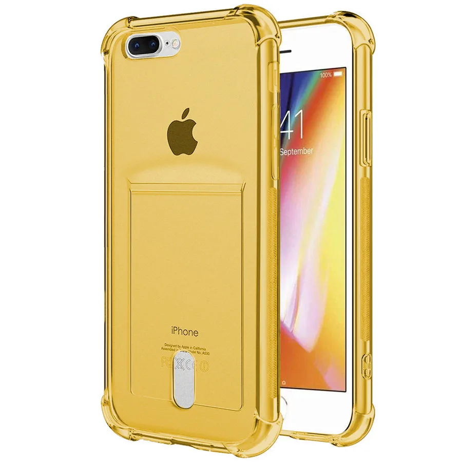 Transparent Gold Чехол для карт MANTIS Airbag из ТПУ с отделением для кредитных карт, мягкий чехол для iPhone XS Max 5 5S SE 6 6S 7 8 Plus X XR 11 Pro Max - Цвет: Transparent Gold