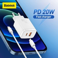 baseus 20w usb charger dual charging port support type c pd fast charging phone charger for iphone 12 xs pro max 11 mini 8 plus