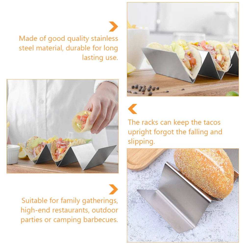 

2Pcs Stainless Steel Taco Racks Burritos Holders Taco Stands (Steel Color)