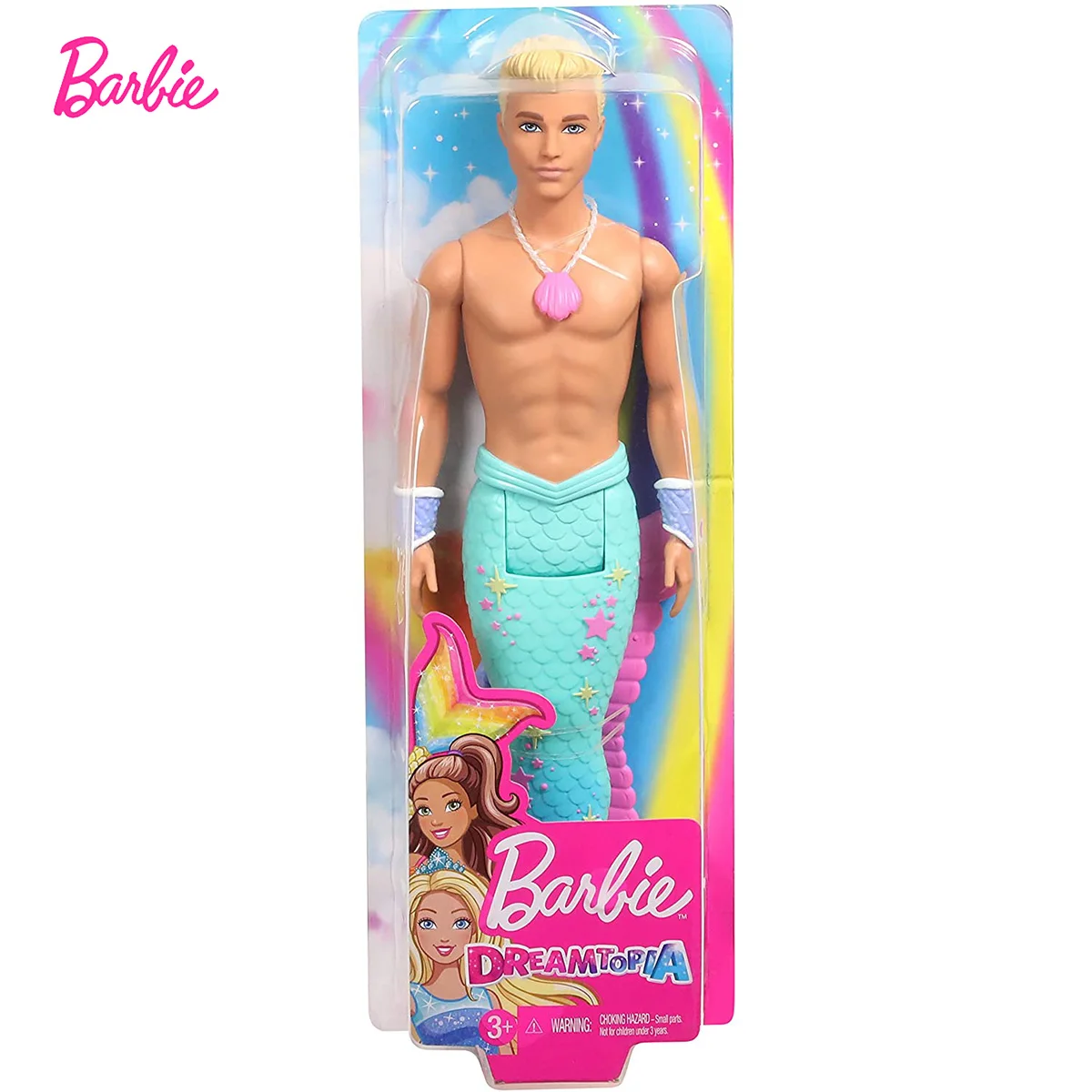 

Barbie Dreamtopia Merman Doll 12-Inch with Blue Rainbow Tail and Blonde Hair for 3 to 7 Year Olds FXT23