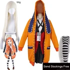 Kakegurui Yomoduki Руна аниме Хэллоуин вечерние костюмы для косплея Руна парик для косплея и оранжевого цветов, куртка с капюшоном, японская школьная форма JK набор