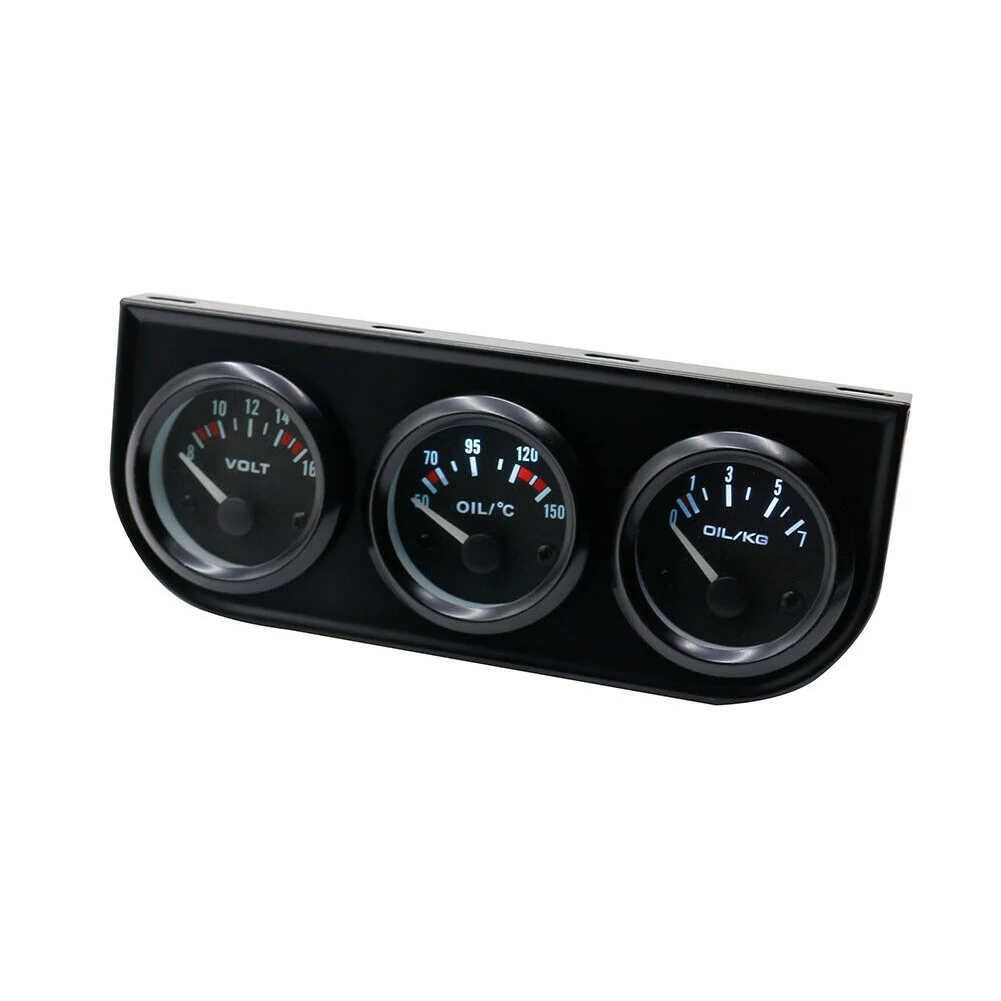 

The New Hot-selling Universal 52MM Triple Meter Accessory Kit With Voltmeter + Oil Temperature Gauge + Oil Pressure Gauge Is Shi