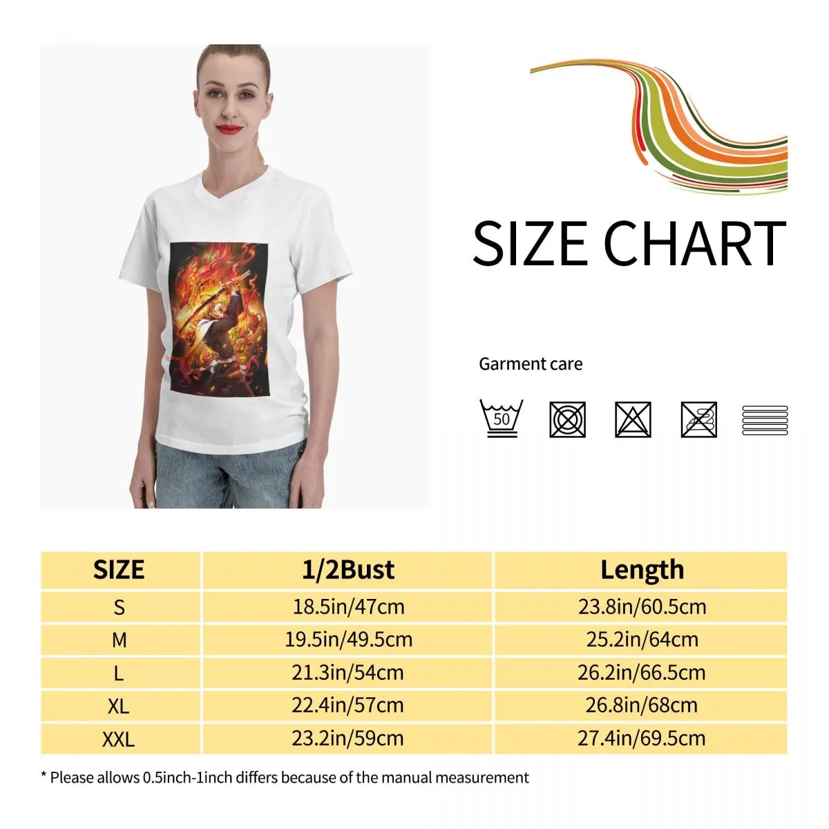 

Anime Fans Kamado Tanjirou 15 womans T Shirt Micro play V-neck T-shirt with short sleeves