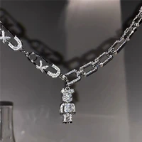 fashion crystal little bear necklace shiny zircon pendant necklace designer luxury creativity high quality jewelry gift