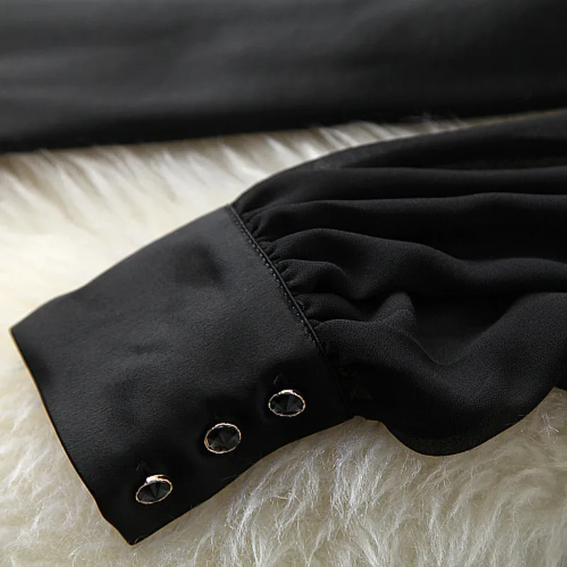 

Elegant Women Full Sleeve Sequined Collar Solid Black Dresses Party Office Robe Femme Spring Designers Casual Vestidos