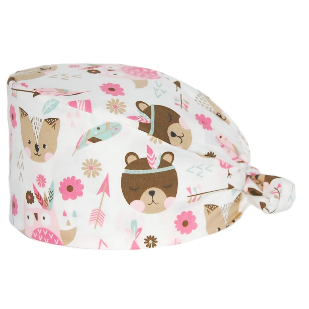 Шапка с принтом динозавра для медицинского персонала регулируемая хлопковая