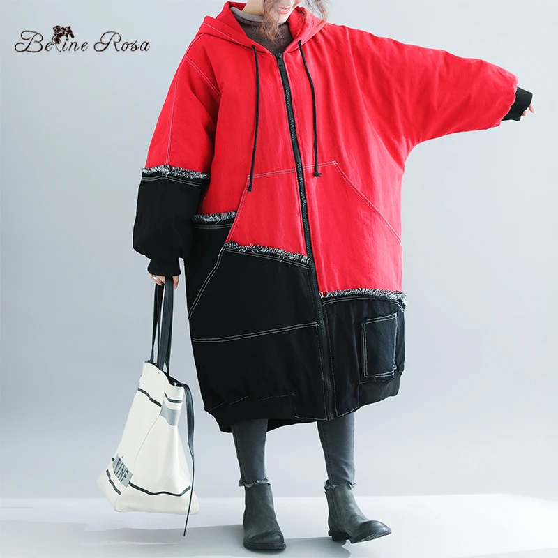 BelineRosa Зимняя одежда больших размеров для женщин сгущает теплые джинсовые