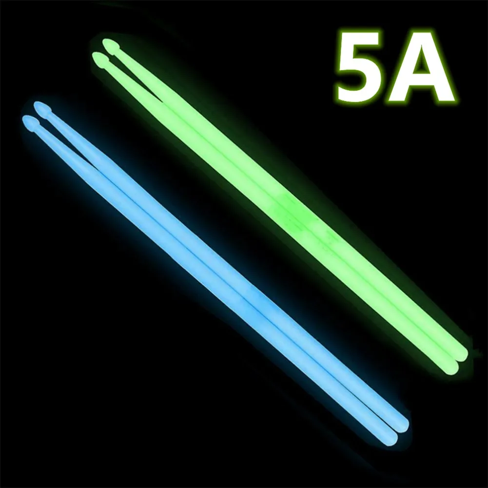 

1Pair 5A Luminous Drumstick Glow In The Dark Stage Fluorescent Drums Stick Part Brightest Glow For Play Jazz Electronic Drum