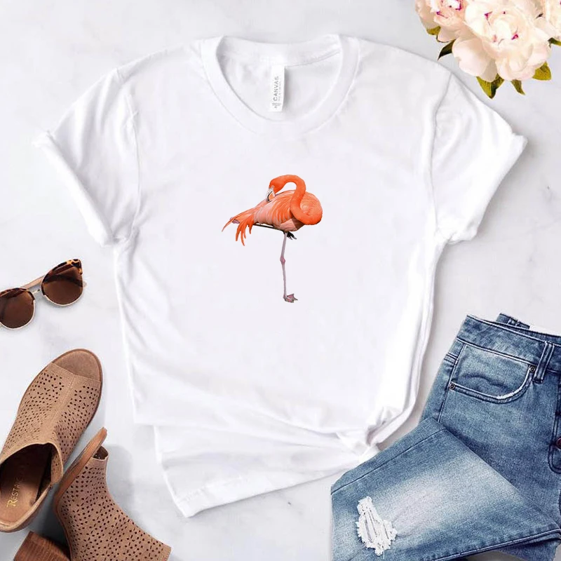 

Animal Flamingo T-shirts Women Short Sleeve Women's for Summer Women-clothing Woman Tshirts Tops With Sleeves Cute Top 2021 Tees