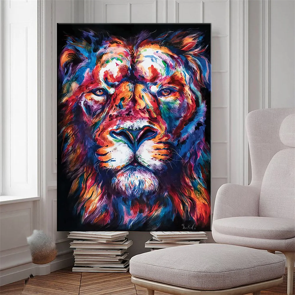 

Frameless Colorful Lion Animal Abstract Painting Modern Wall Art Picture For Home Wall Artwork Poster Canvas Painting Home Decor