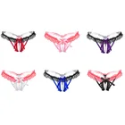 Женские сексуальные трусики для девушек, Сетчатое кружевное белье с бантом и бусинами, нижнее белье с низкой талией, трусики с жемчугом, женские стринги, трусы, соблазнительные