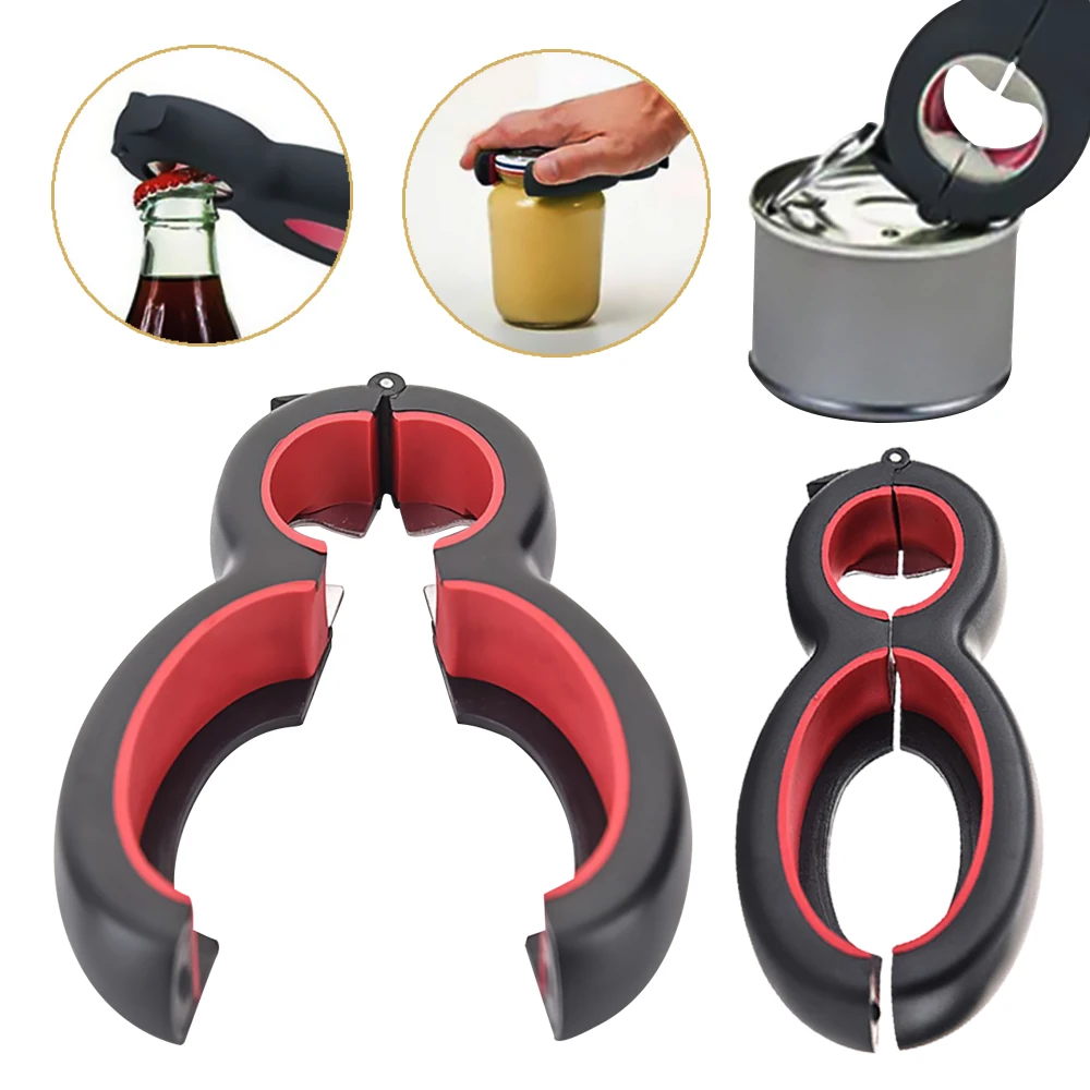 

Multi 6 in1 Off Gadget Lid Manual Cap Opener Twist Can Bottle Jar Kitchen Tool