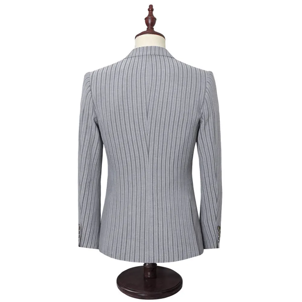 

Plus Size 5XL Striped Men's Suits British Style Side Cuts Business Formal Casual Wedding Suit Dress Slim Fit Brand Clothing