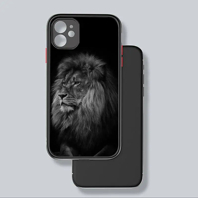 

Animals The Lion Phone Case black matte transparent For iPhone 7 8 x xs xr 11 12 pro plus mini max Clear Funda