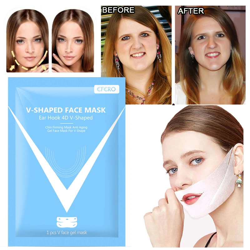 

4/6PC Firming Lift Skin Face Mask V Shaped Face Slimming Mask Chin Check Thin Face Mask Anti Wrinkle Anti-Aging V-Shaped Face