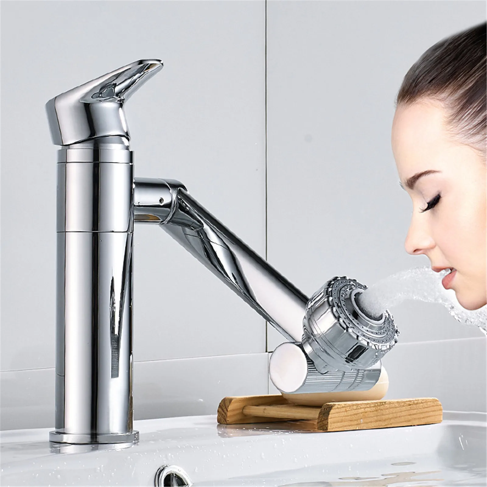 

Modern 360 Degree Rotating Single Hole Faucet Multifunctional Hot and Cold Water Faucet Basin Faucet for Bathroom Sink P7Ding