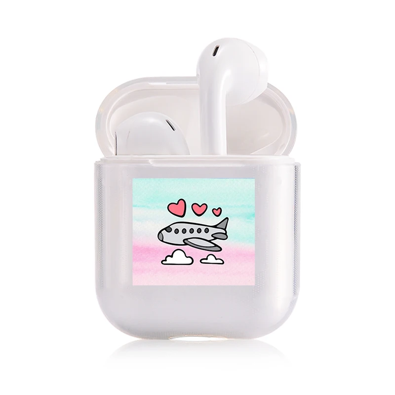 I300213 Хроматический модный наушник чехол для Apple Airpods чехол простой милый любовь сердце Bluetooth поп AirPods чехол прозрачный жесткий чехол - Цвет: I300213