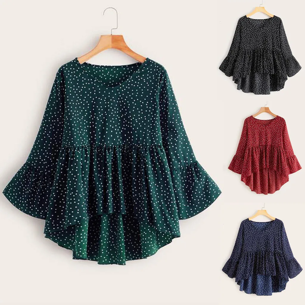 Женские футболки больших размеров с оборками топы длинным рукавом и v образным