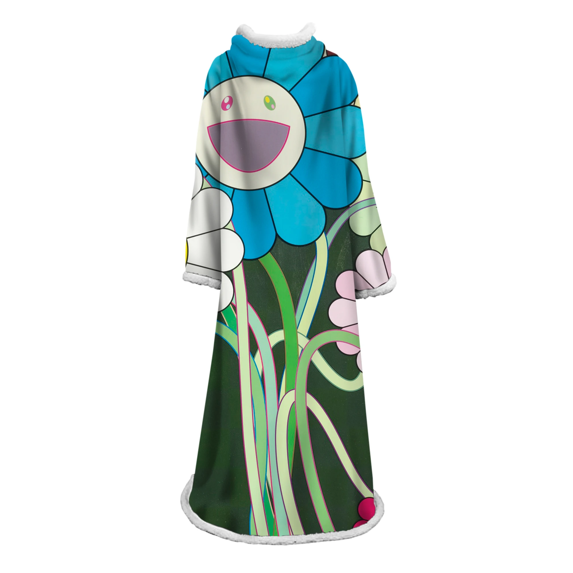 Большие супер мягкие пледы с веселыми цветами длинное ворсистое одеяло рукавами