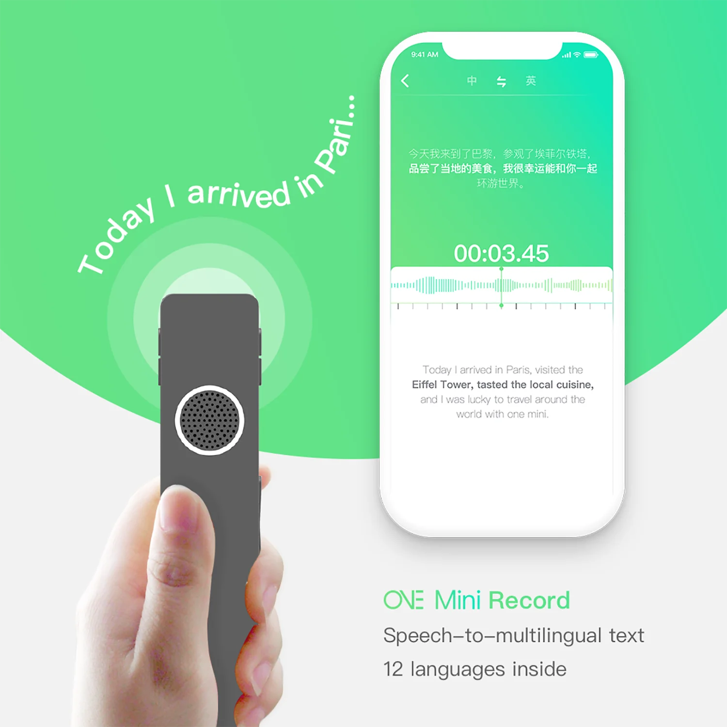 Интеллектуальный переводчик AI запись фото транскрипция перевод портативный