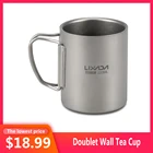 Lixada титановая двойная настенная чашка для воды, кофе, чая, Кружка со складной ручкой, титановая двойная стенка, чашка для воды, кофе, чая, кружка