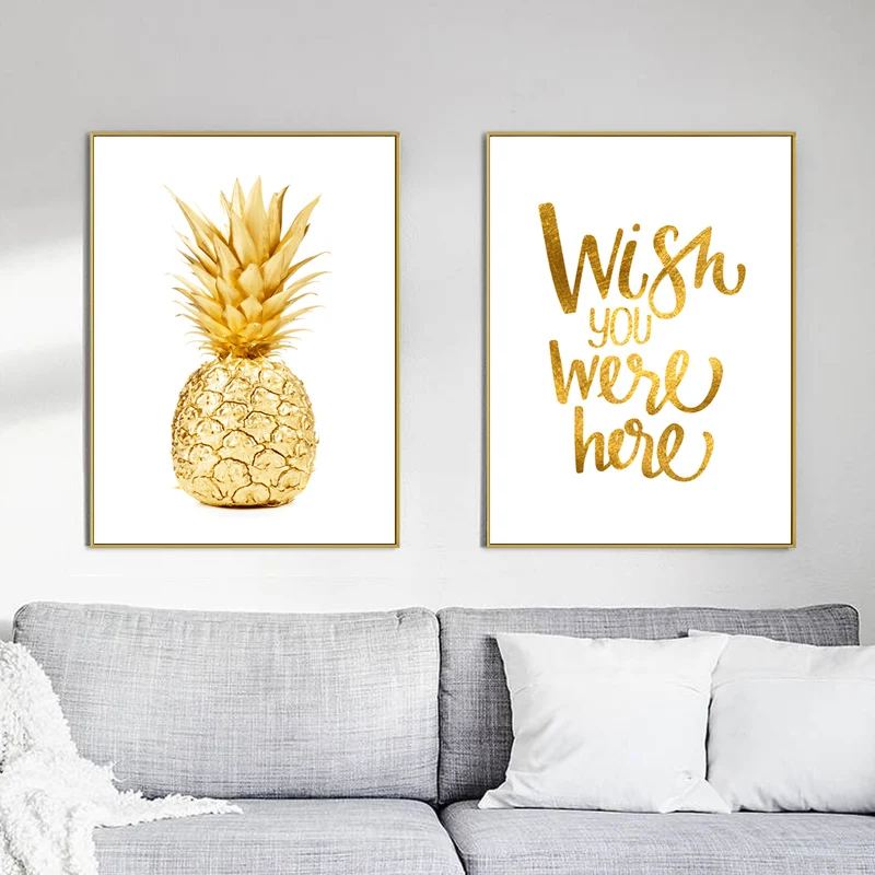 Кавычки Настенная живопись абстрактные плакаты и принты желтый ананас украшение