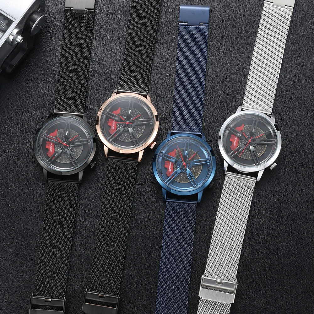 Горячая Распродажа мужские часы с гоночными автомобильными колесами