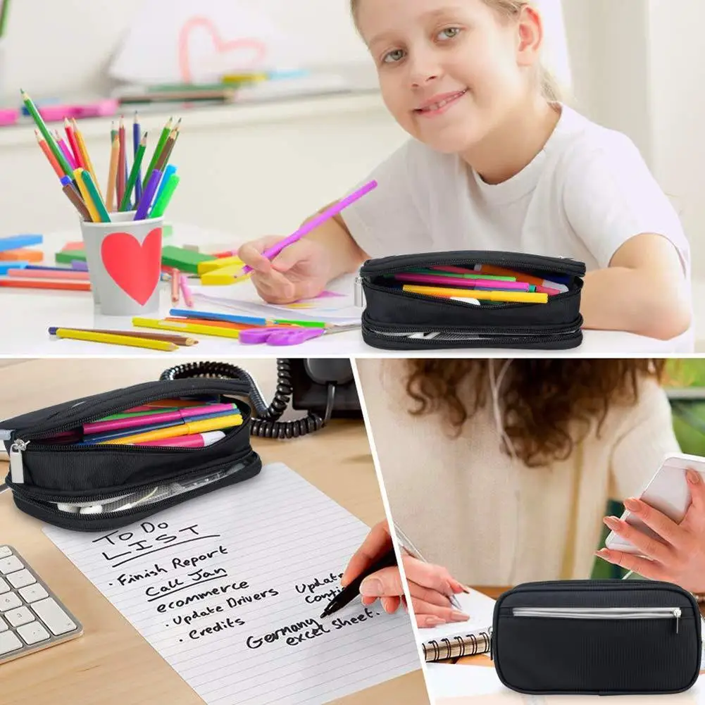 

Pencil Bags Big Capacity Student Pencil Pen Stationery Holder Zipper Storage Bag Organizer Office School Supplies