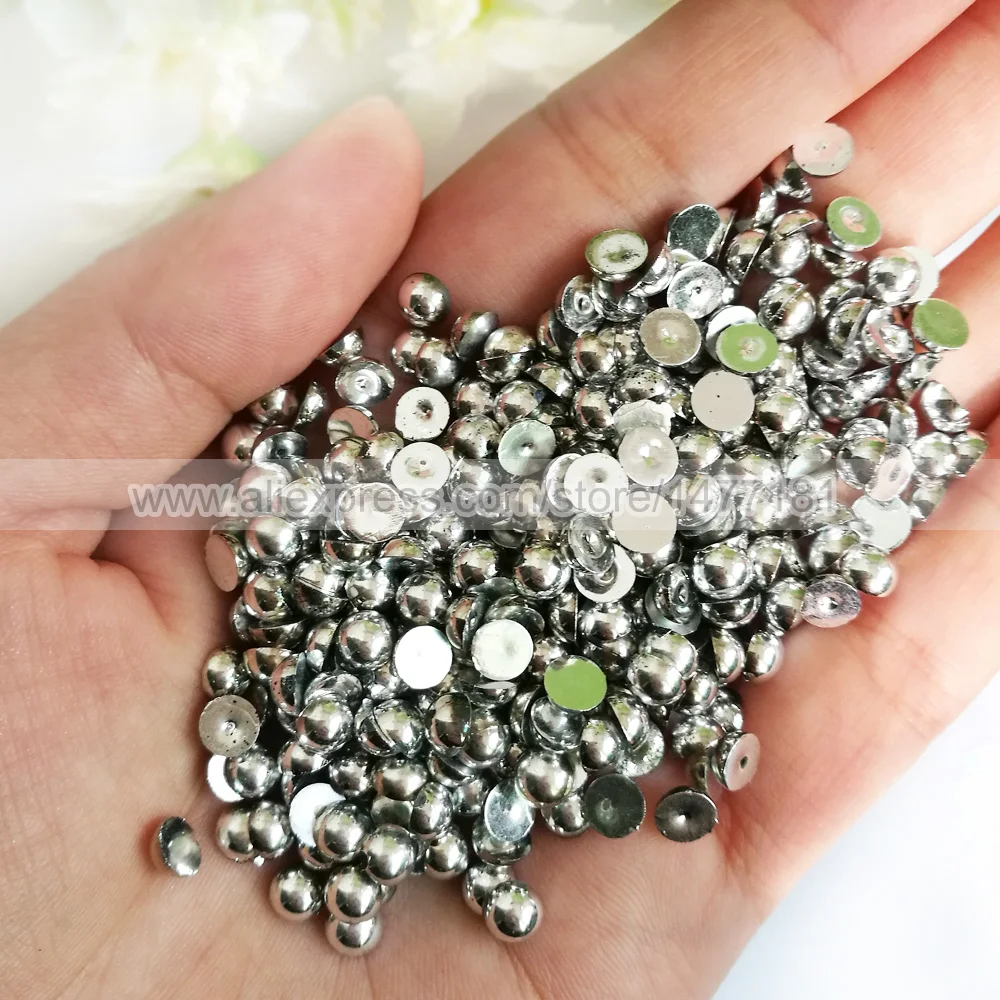 Полукруглые жемчужины 5 мм из металлического серебра иммитация искусственного