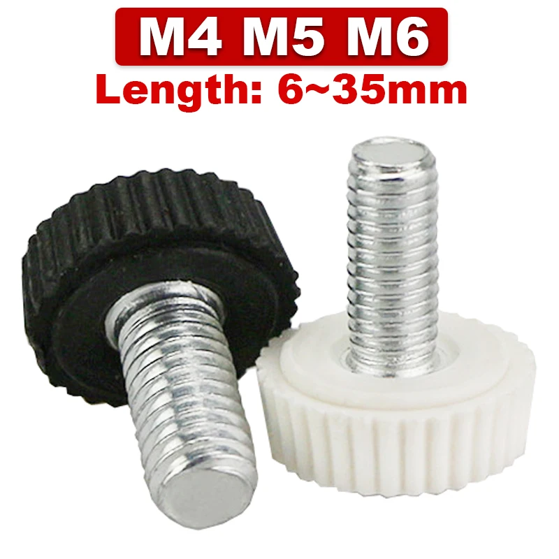 

10/20 Pcs Small Round Plastic Head with Knurled Thumb Screw White Black Nylon Bakelite Thumb Screw,bakelite Knoba,M4 M5 M6