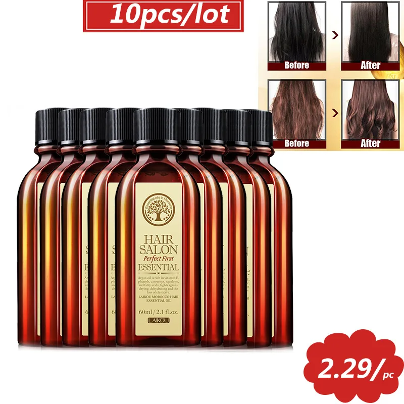 

5pcs/10pcs 60ML Hair Care Moroccan Pure Argan Oil Hair Essential Oil for Dry Hair Types Multi-functional Hair Care for Woman
