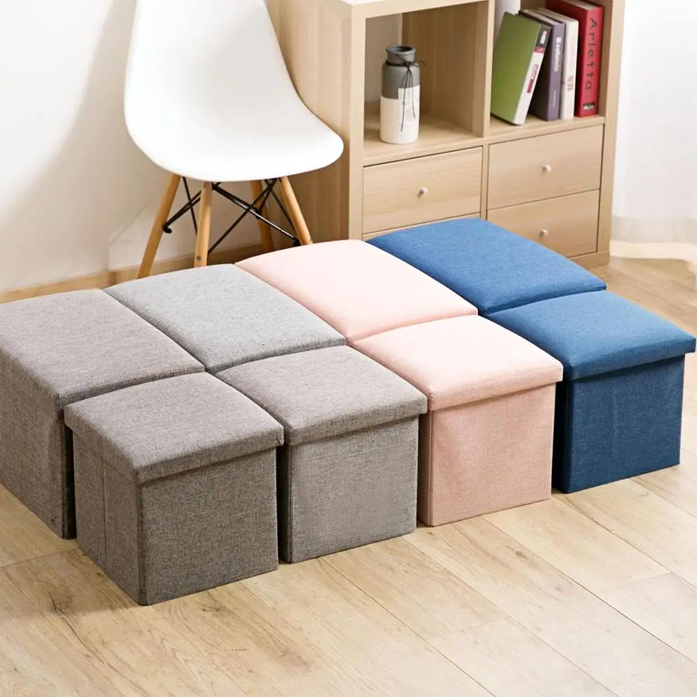 Льняная коробка для хранения складной тканевый стул домашняя сменная обувная