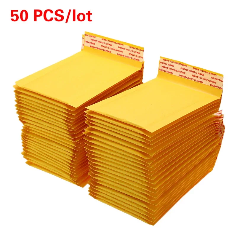 

50pcs/Lot Kraft Paper Bubble Envelopes Bags Different Specification Mailer Padded Shipping Envelope with Bubble Mailing Bag