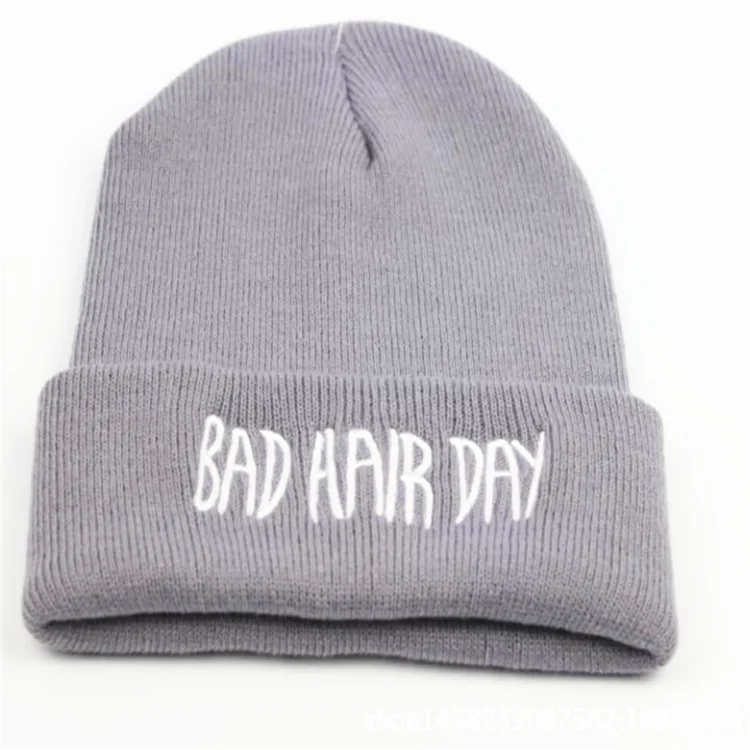 Плохая шапка с вышивкой на день холода зимняя шерстяная вязаная теплая