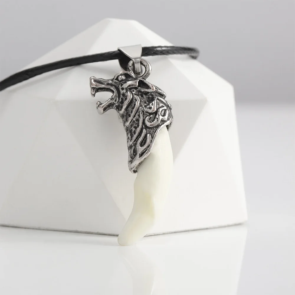 Новинка мужское ожерелье с зубами волка из титановой стали доминирующий кулон