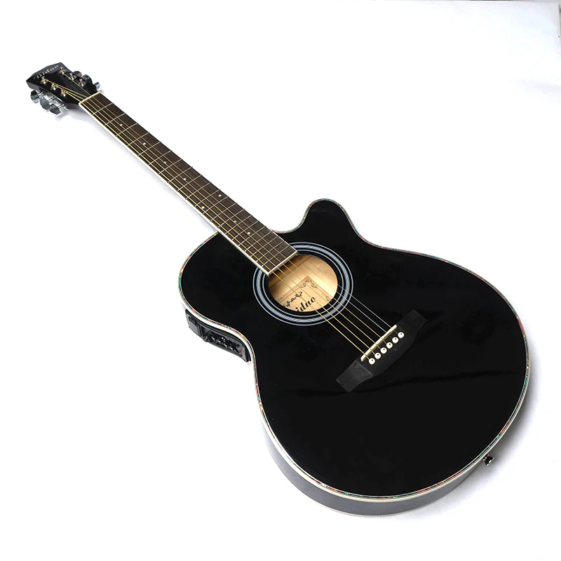 gitarre akustische elektrische 6 stahl saiten balladen folk pop dünnen körper flattop 40 zoll guitarra schwarz licht cutaway electro free gl