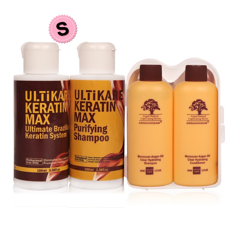

Straightening hair Repair and straighten damage hair products Brazilian keratin treatment+purifying shampoo with free travel set