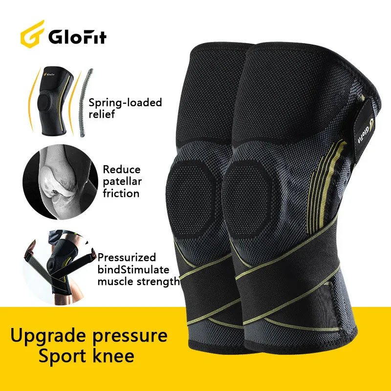 

Glofit Knee Pads Brace Compression Knee Support Springs Gym Sports Basketball Kneepad Strap Patella Protector For Unisex