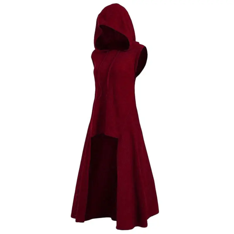 sleeveless red Женский халат, свитер в готическом стиле, с капюшоном, на завязках, большие размеры 5XL, женские длинные пуловеры, Повседневная Уличная одежда, джемперы, женские свитера - Цвет: sleeveless red