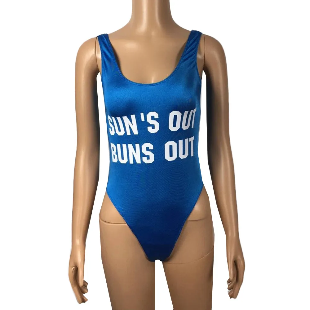 Женский купальный костюм SAGACE цельный однотонный купальник с надписью и открытой