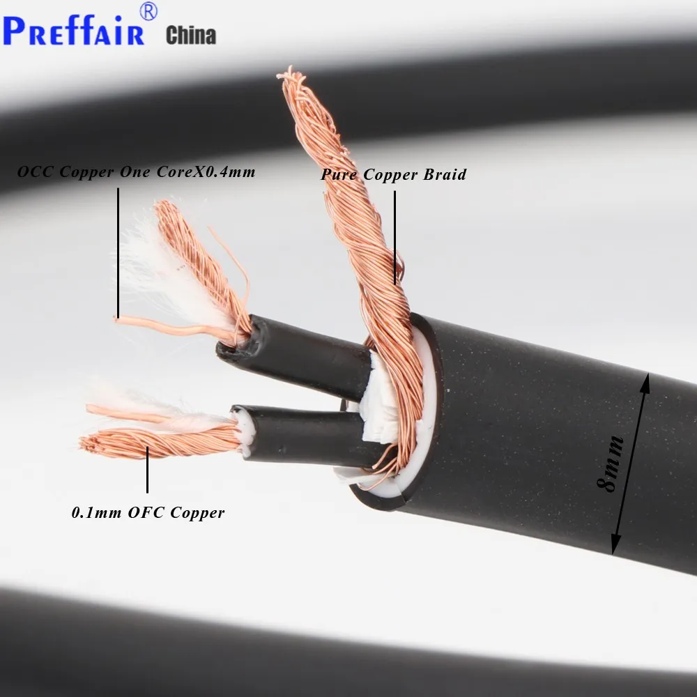 

Preffair X418 OFC OCC Copper RCA XLR Audio 8mm HiFi Audio Interconnect Bulk Cable DIY RCA Balance Wire Only Cable