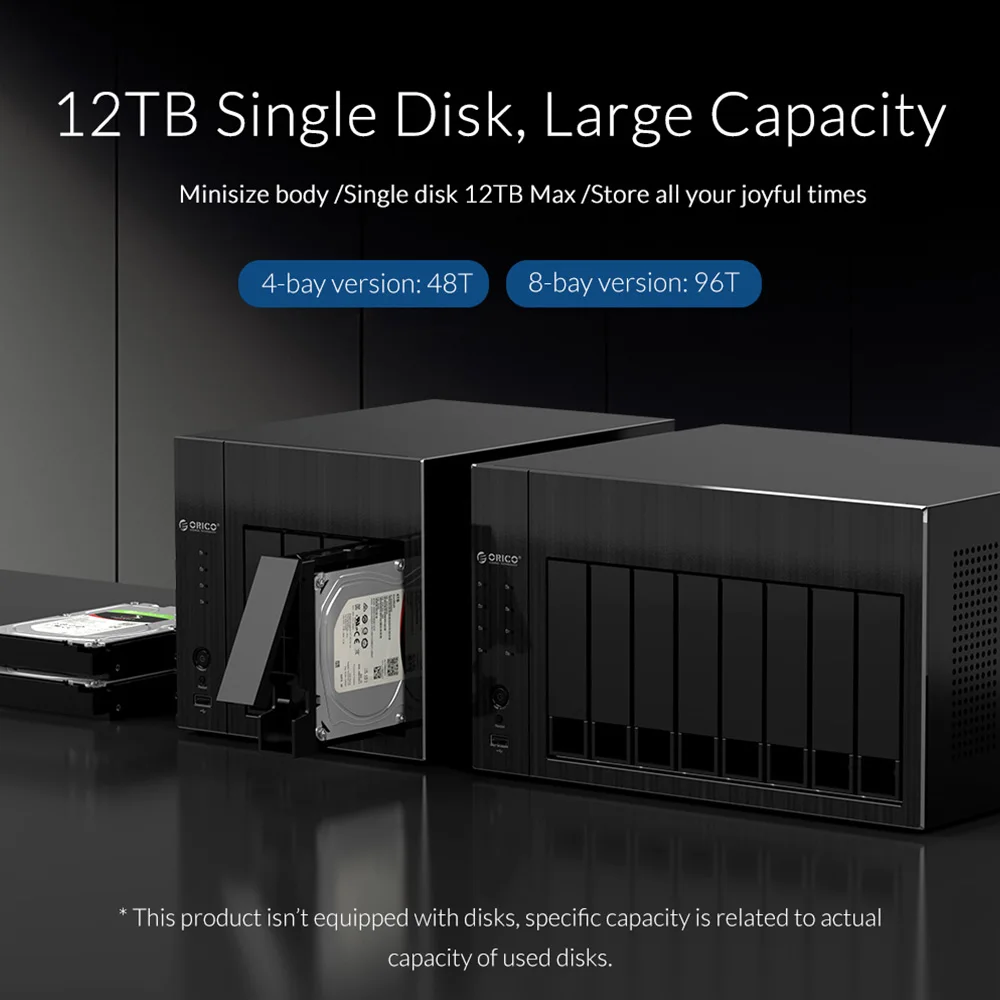 Сетевое хранилище ORICO OS Series NAS 2 5 3 'Ɗ Bay с RAID Gen7 SATA к USB3.0 HDMI RJ45 Аудио 48 ТБ EU Plug HDD