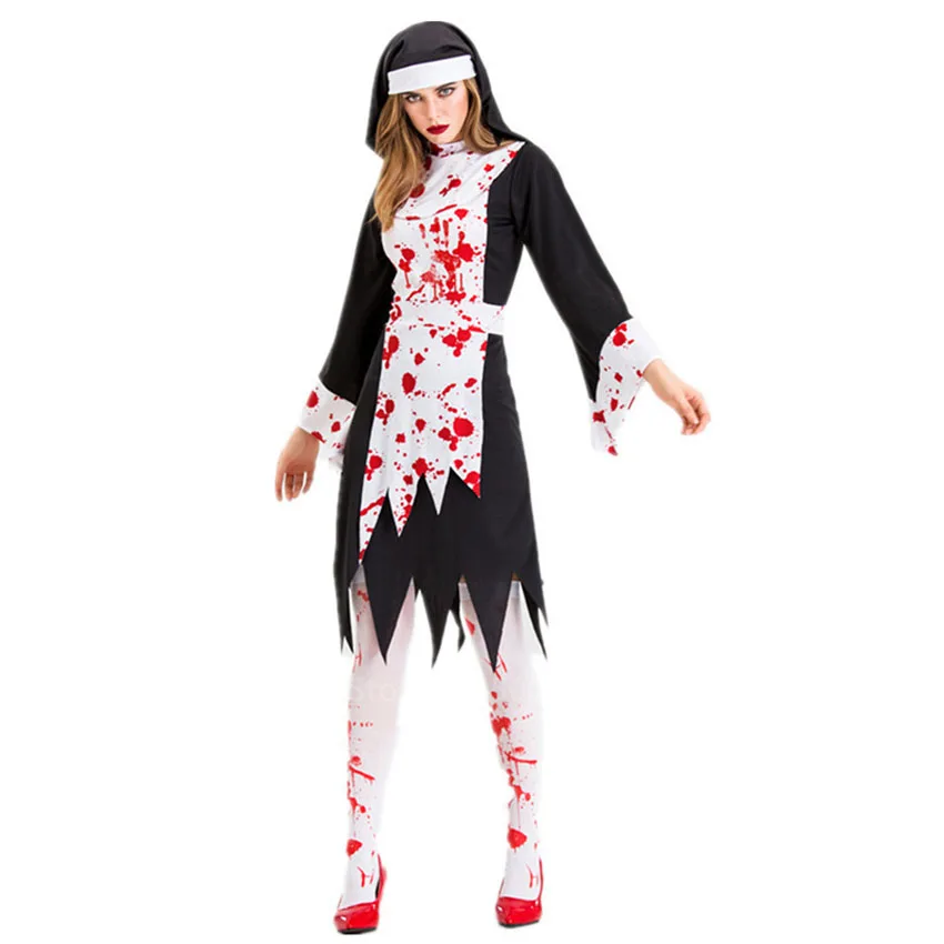 Halloween Women Scary Bloody Horror Cosplay Costume Dress Set Role-playing Zombie Ghost Sexy Fancy Clothing Outfit Adult | Тематическая