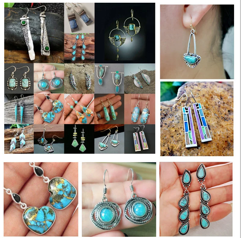 

Turquoise Geometric Wings Long Earrings for Friends Gifts Party Jewelry Accessories